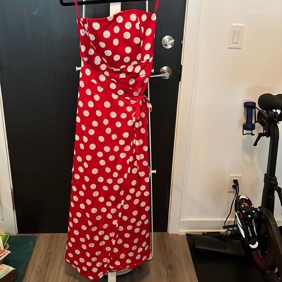 Club Monaco Dresses & Skirts - NWT club Monaco red and white polka dot wrap maxi dress - size 6